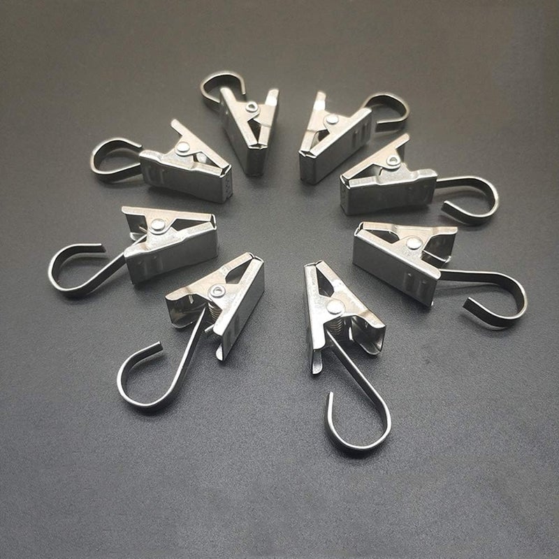 Coideal Curtain Clips Hooks Stainless Steel - Coideal 100 Pack Silver Heavy-Duty Wire Holder for Hanging Camper Awning String Party Lights, Christmas Decoration, Indoor Outdoor Decor - Image 1